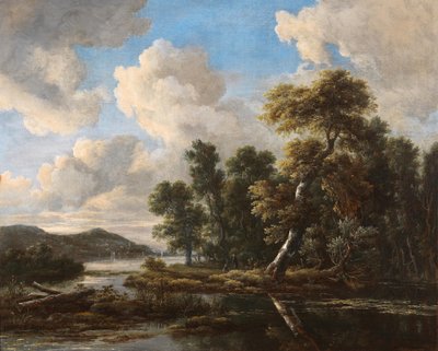 Paysage fluvial avec des rives boisées - Jacob van Ruisdael